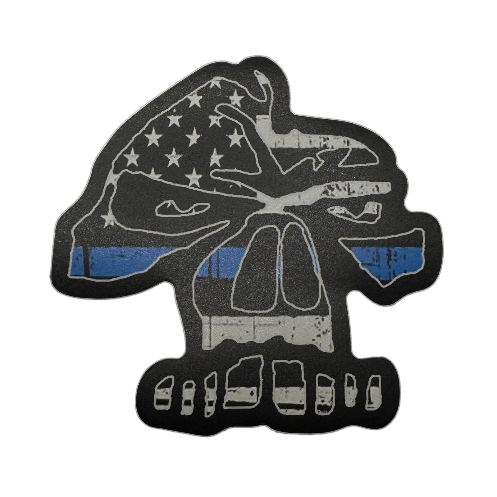 Blue Line Skull Sticker