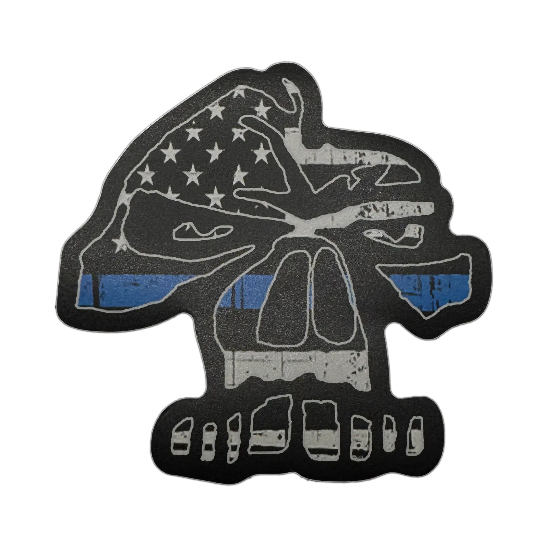 Blue Line Skull Sticker