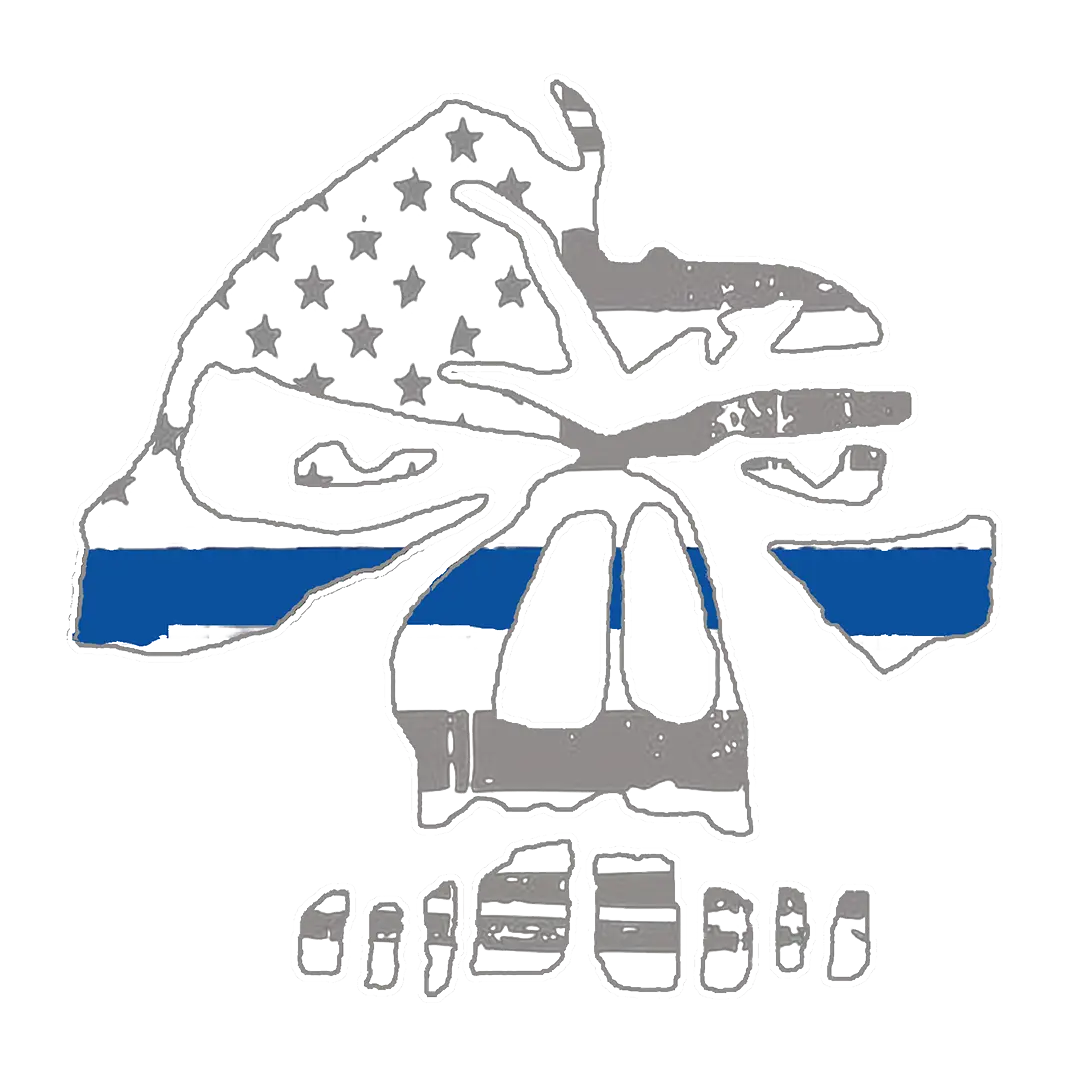 Blue Line Skull Sticker